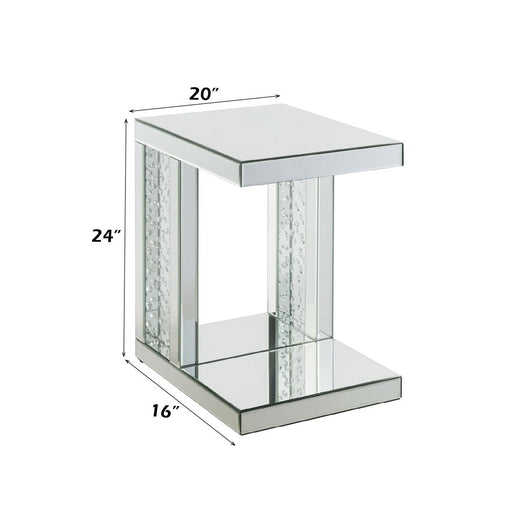 Nysa - 24" Accent Table - Mirrored & Faux Crystals Inlay ACME