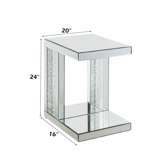 Nysa - 24" Accent Table - Mirrored & Faux Crystals Inlay ACME