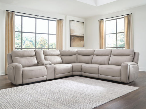 Gravier - 6-Piece Power Reclining Sectional With Storage Console - Gray Benchcraft®