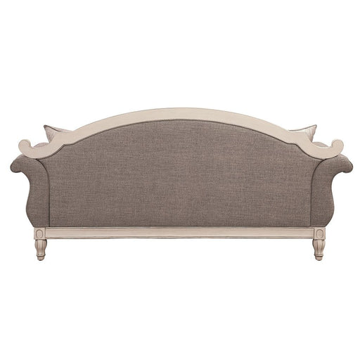 Florian - Sofa With 4 Pillows - Gray Fabric & Antique White ACME