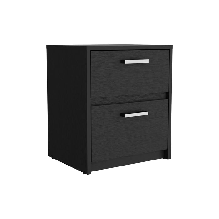 15.7" x 12.7" x 18.6" Two Drawer Nightstand - Black