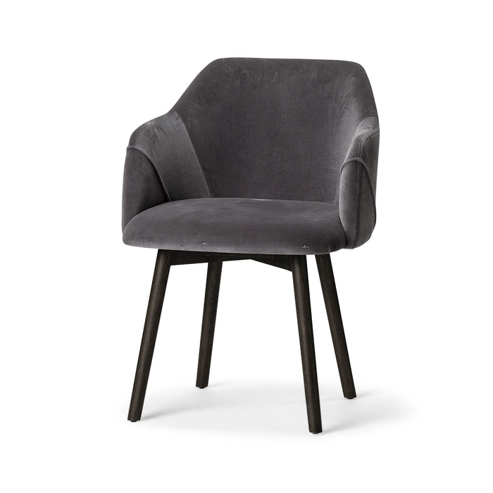 Velvet Wrap With Black Wooden Base Dining Chair - Gray