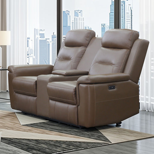 Keldon - Reclining Console Loveseat With Power Footrest - Brown New Classic