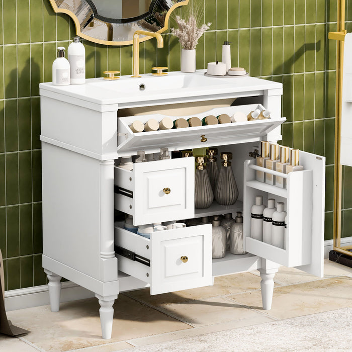 Modern Bathroom Vanity With Sink, Freestanding Cabinet With Flip Drawer & Adjustable Shelf Hearth and Haven