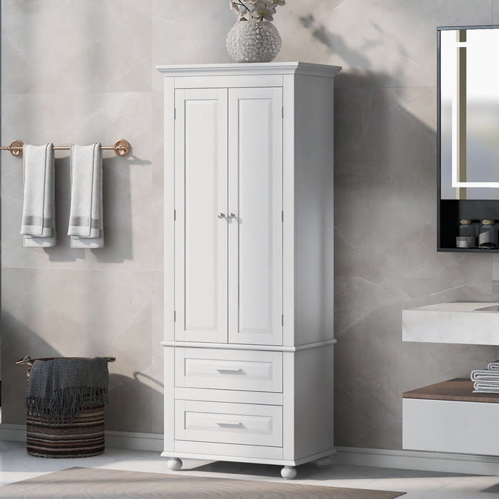 Tall Storage Cabinet With 2 Drawers For Bathroom Hearth and Haven