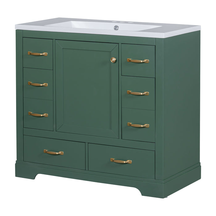 Modern Bathroom Vanity With Sink, 6 Drawers, Adjustable Shelf Hearth and Haven