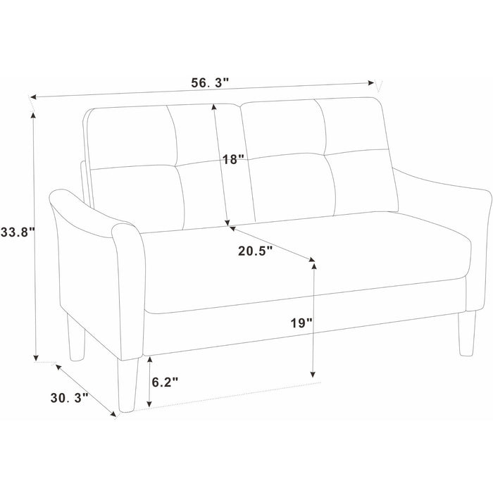 Tufted Loveseat - Dark Brown Home Essentials