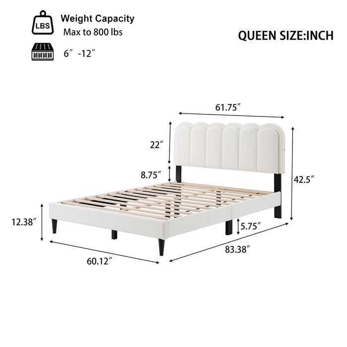 Lambswool Petal Headboard Bed Frame Noble House