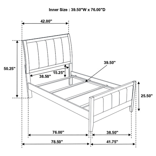Twin Panel Bed With Headboard And Tapered Legs - Brown Furniture Max