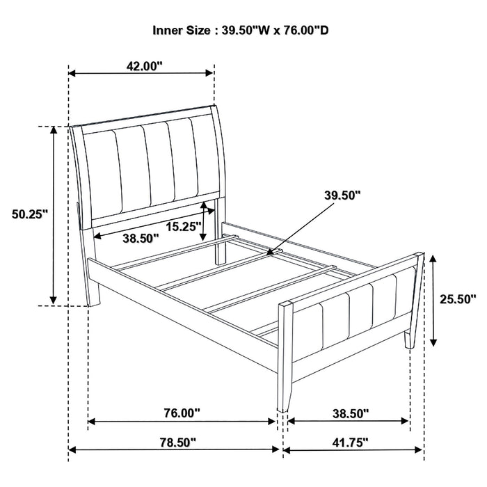 Twin Panel Bed With Headboard And Tapered Legs - Brown Furniture Max