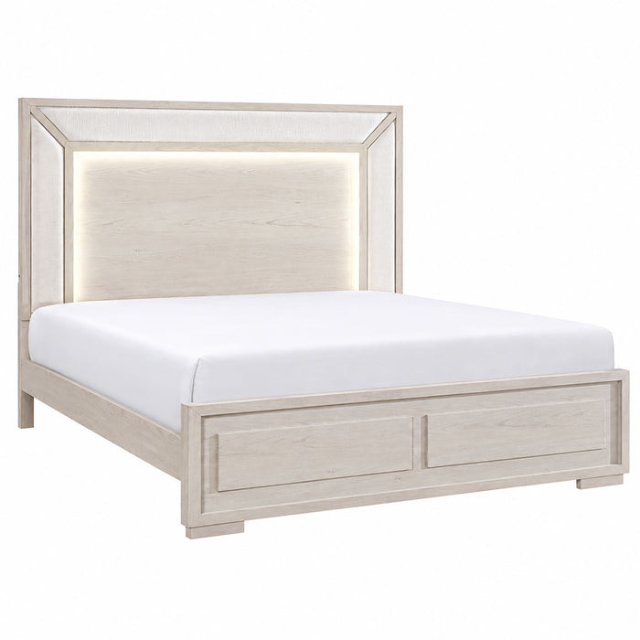 Ciara - King Bed With LED Panel Headboard, Low Profile Design - Beige Global Furniture USA