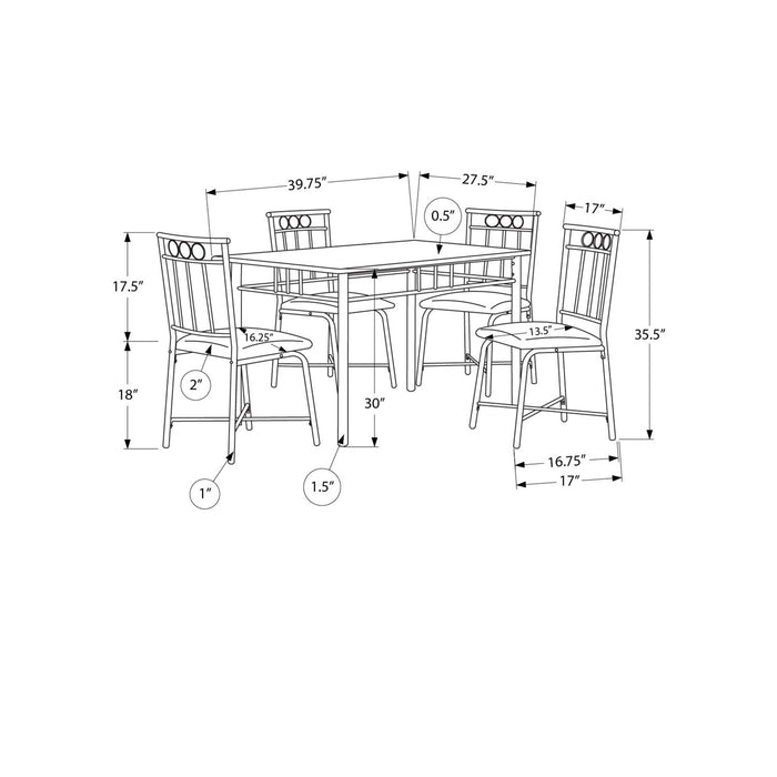 5 Pieces Dining Table Set, Small, Rectangular 8th Street