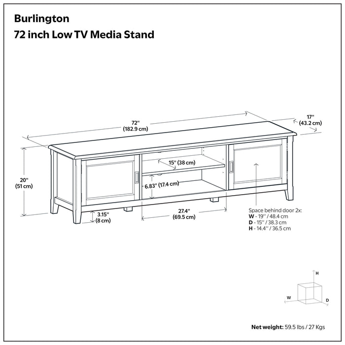 Burlington - Low TV Media Stand - Mahogany Simpli-Home