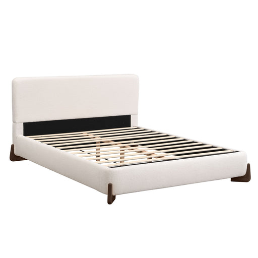 Queen Size Elegant Terry Upholstered Bed - White Noble House