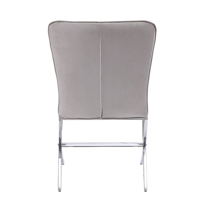 Daire - Side Chair (Set of 2) - Light Gray Velvet & Chrome ACME