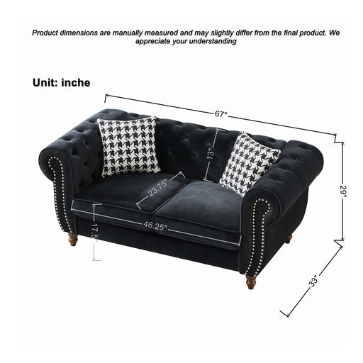 Chesterfield 3 And 2 Seater Upholstery Sofa With Roll Armrest & Nailhead Fabric Couch Home Essentials