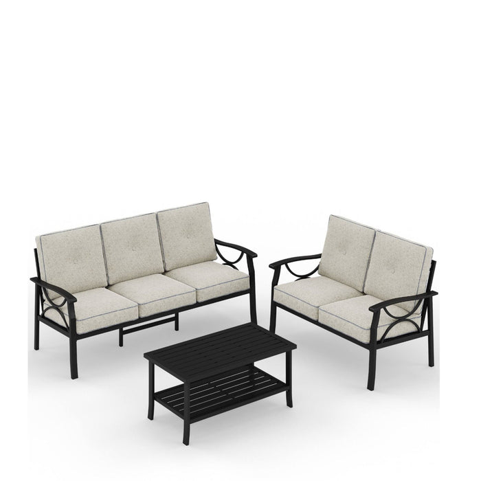 Patio Furniture Set & Coffee Table And Cushions For Backyard