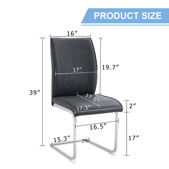 Luxury Simple Arch Chair Set Of 4 High Resilience Dining Chair - Dark Gray / Silver