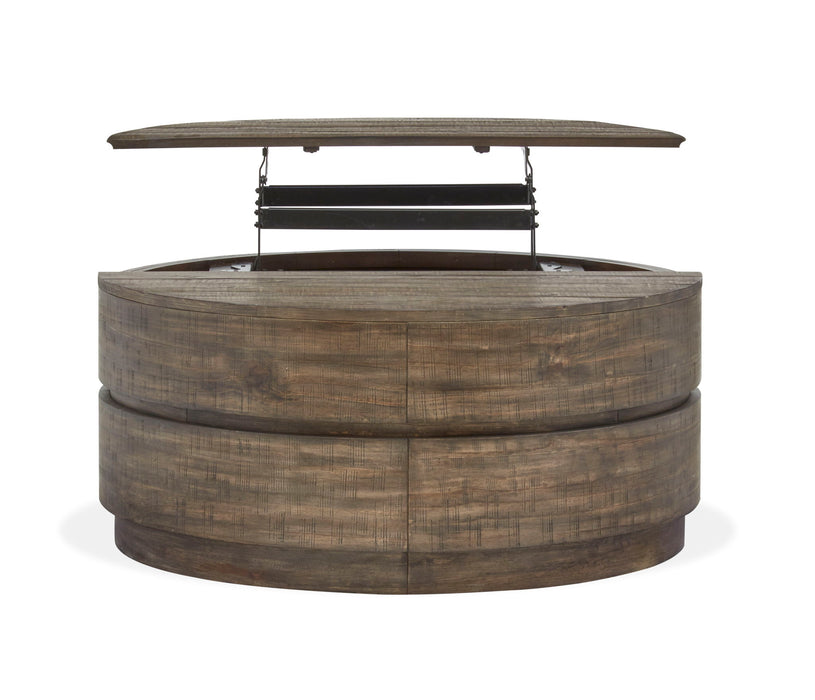 Baisden - Round Lift Top Cocktail Table With Casters - Tobacco Magnussen Furniture
