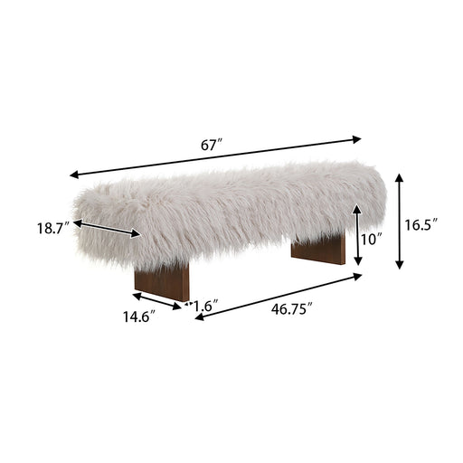 Long Haired Faux Wool Bench - Brown / Beige Noble House