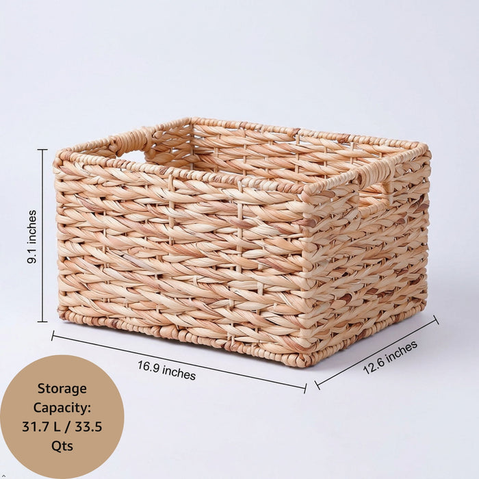 Storage Basket, Handwoven Twisted Weave Basket With Handles Shelf Organizer, Towel Storage, Living Room Storage - Light Brown Daily Nest