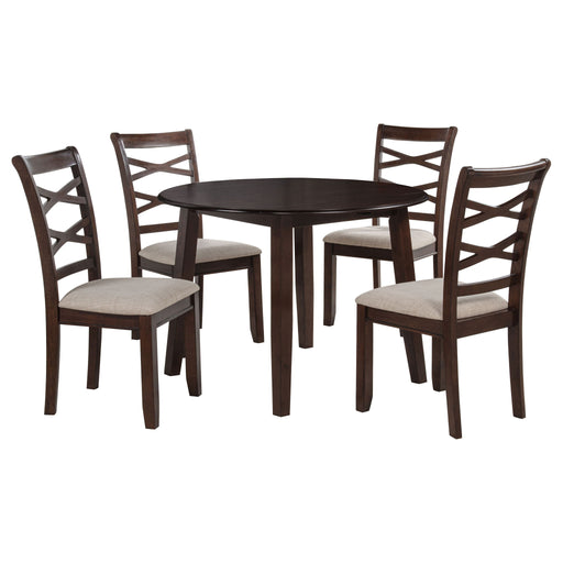 Verety - 5 Piece Round Dining Set With Chairs - Dark Brown Furniture Max