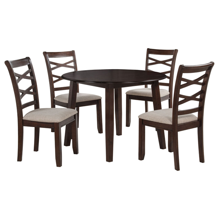 Verety - 5 Piece Round Dining Set With Chairs - Dark Brown Furniture Max