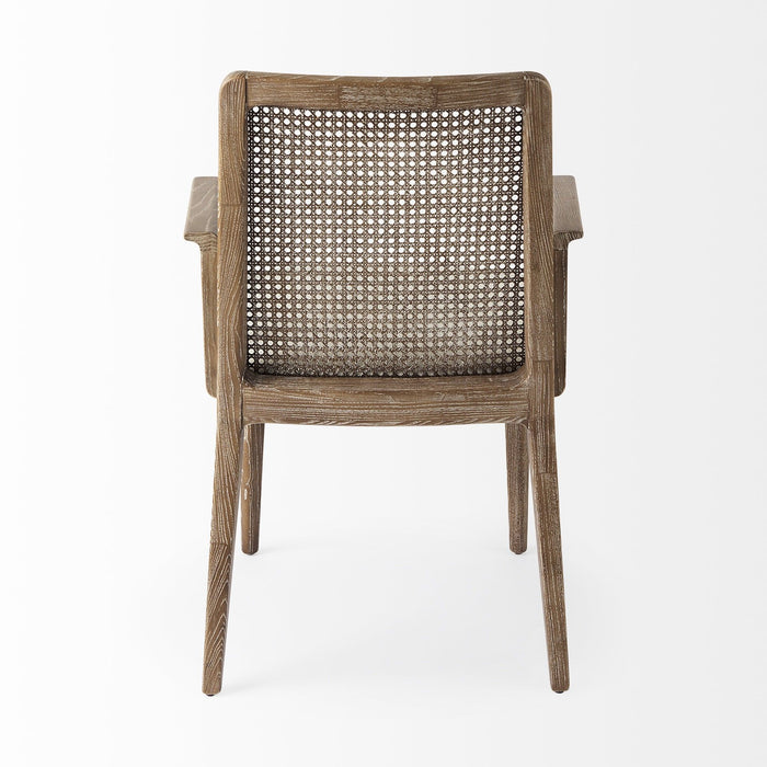 Uholstery And Cane Dining Armchair - Light Natural / Cream