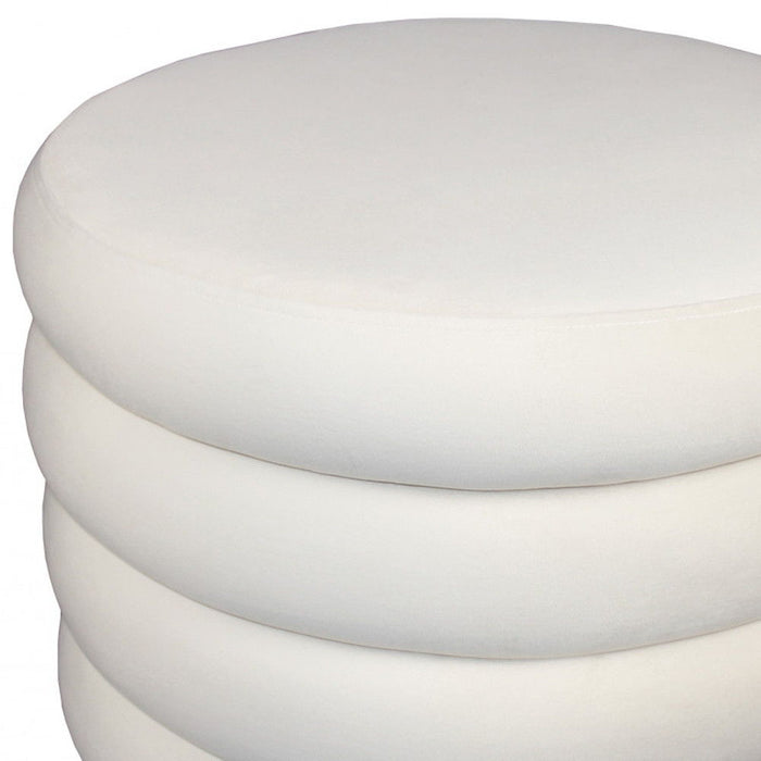 Velvet Tufted Round Cocktail Ottoman - White