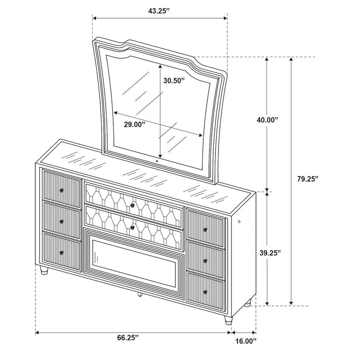 Mika - 8 Drawer LED Dresser And Mirror Set - Black Furniture Max