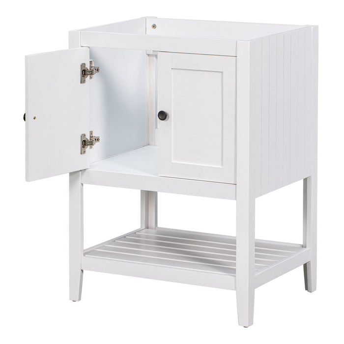 Bathroom Vanity Base Only, Soild Wood Frame, Bathroom Storage Cabinet With Doors And Open Shelf Hearth and Haven