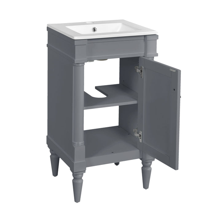 Bathroom Vanity With Sink, Storage Cabinet With Door, Drop In Sink, Compact Freestanding Design