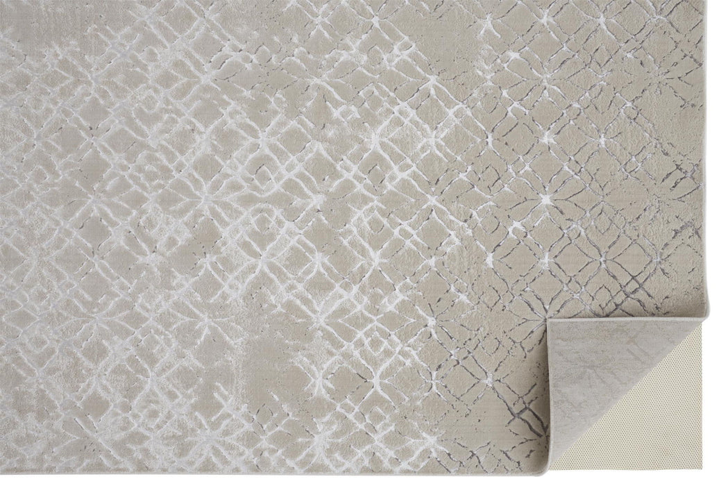 Abstract Area Rug - Silver Gray And White