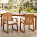 Della - Wood Armchair (Set of 2) Outdoor Dining Chairs - Cream Noble House