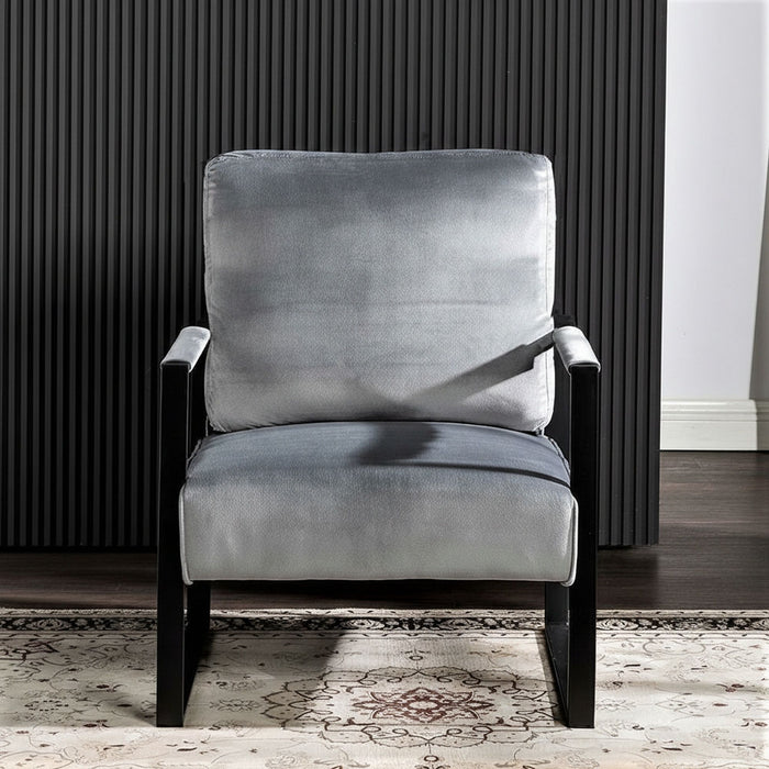 Classic Mid Century Modern Accent Chair With Durable Square Metal Frame, Armchair