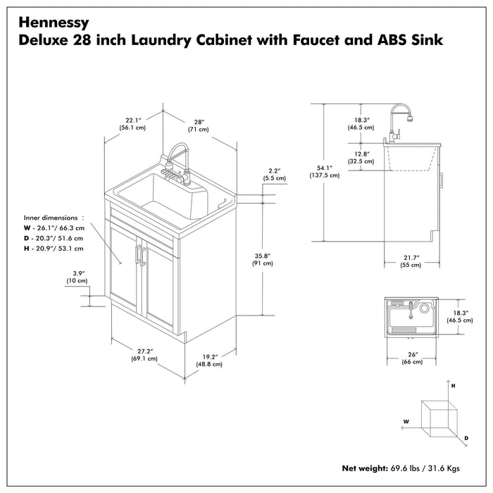 Hennessy - Deluxe Laundry Utility Sink And Cabinet Simpli-Home