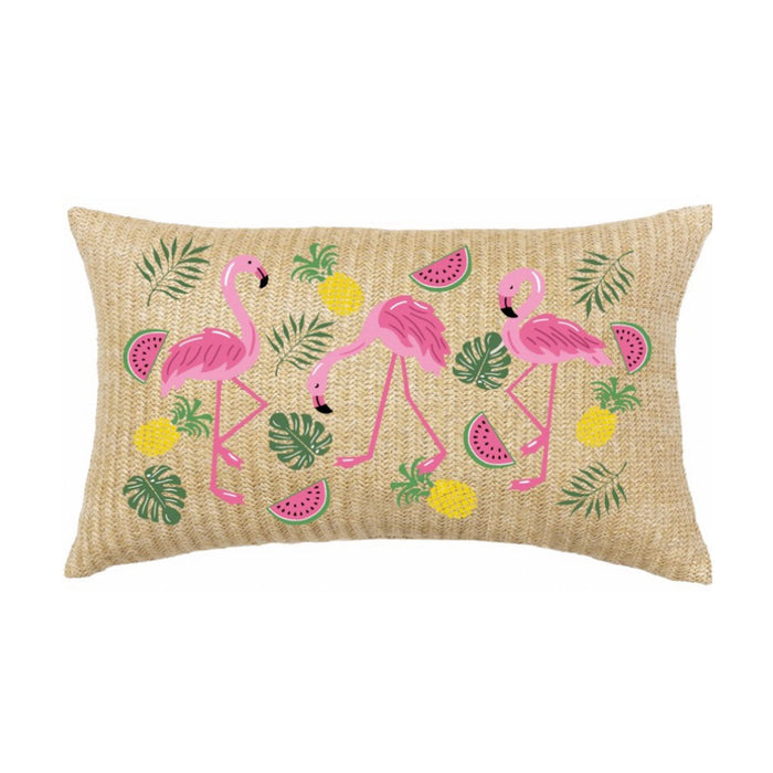 Summer Outdoor Lumbar Flamingo Pillows - Multi Daily Nest