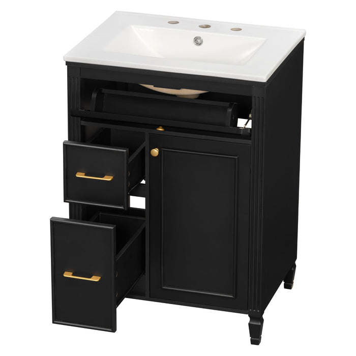 Freestanding Bathroom Vanity With Sink, Soft Close Door, Tip Out Drawer Noble House
