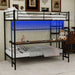 Bunk Bed With Built In Desk And LED Lighting Home Essentials
