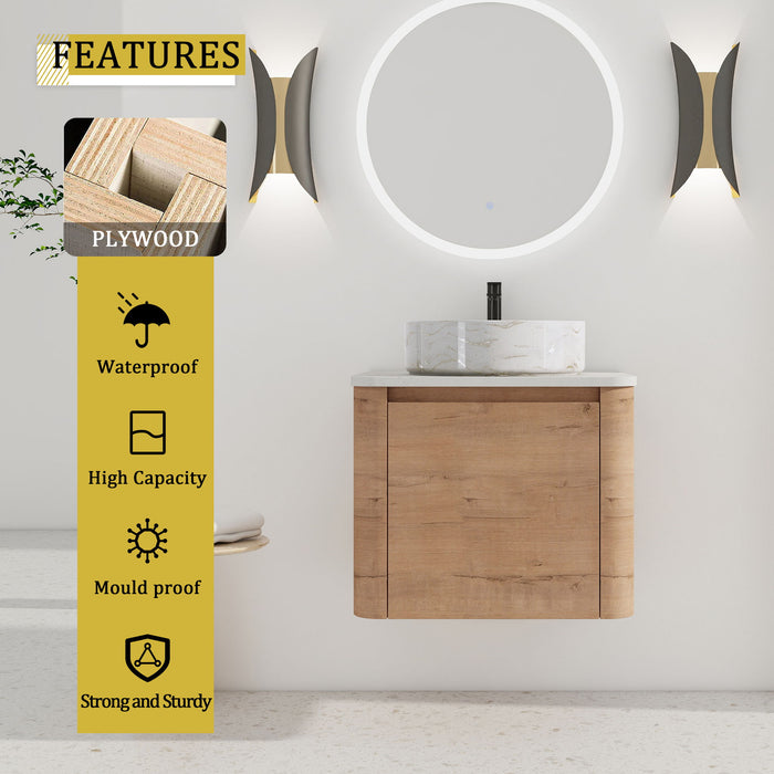 Wall Mounted Bathroom Vanity With Art Sink, 1 Soft Close Door Home Essentials