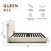 Linton - Queen Size Upholstered Platform Bed - Cream White / Light Grey / Camel Oak House & Home Furniture