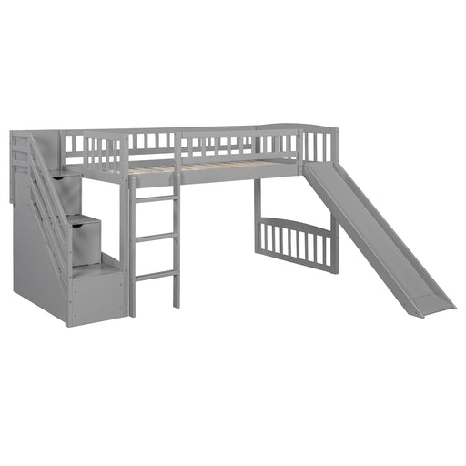 Loft Stairway Bed With 2 Drawers, Convertible Ladder And Slide DreamHaus