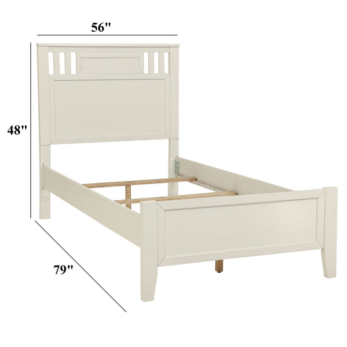 Simple Frame With Headboard And Vertical Carved Design Home Essentials