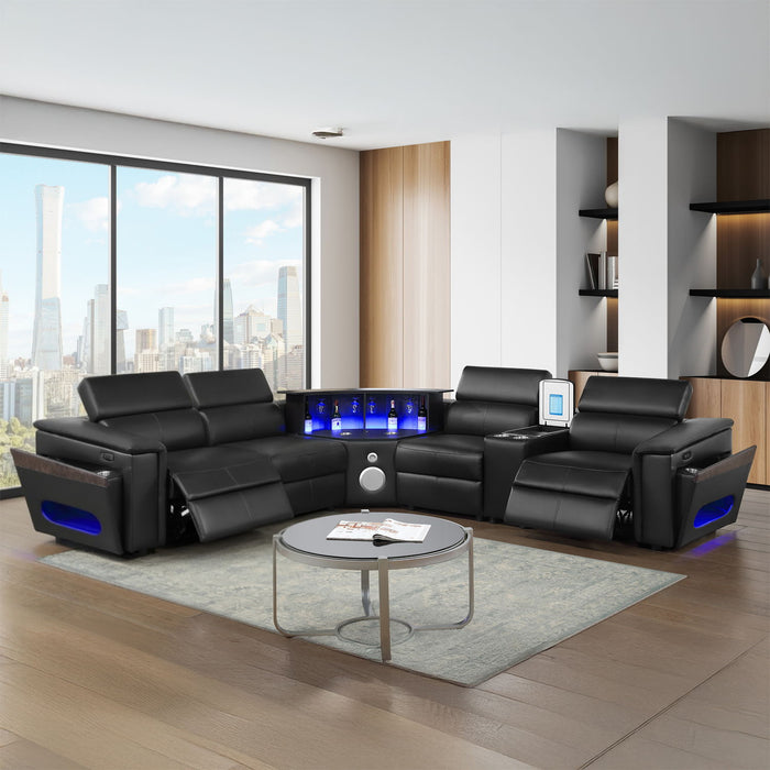 Nova - Sectional With Bluetooth Speaker, LED And Lifting Wine Cabinet Matrix Furniture Group