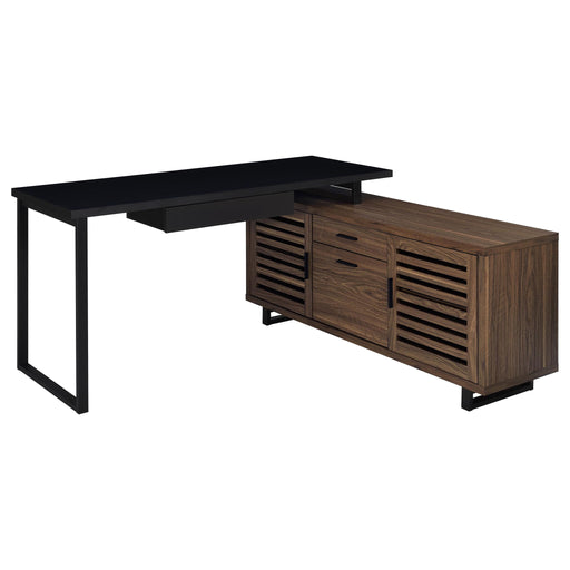 Rodger - L Shape Office Desk With Storage, Workstation For Home Or Office - Walnut Furniture Max