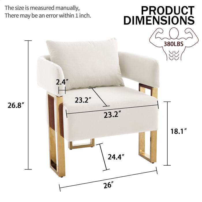 Modern Classic Design Decorative Chair Teddy Fleece Upholstered And Metal Foot