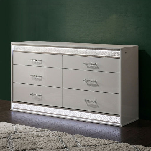 Glam - 6 Drawer Dresser With LED Lighting (Includes Dresser Only) - White Matrix Furniture Group