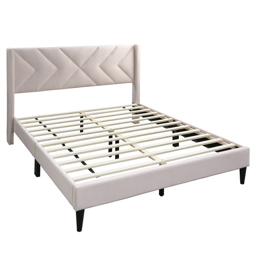 Elegant Bed With Upholstered Headboard, Platform Base Home Essentials