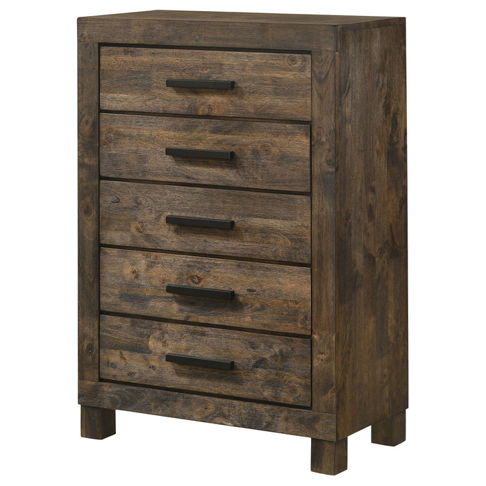 Bren - 5 Drawer Chest With Handles And Block Legs - Rustic Furniture Max
