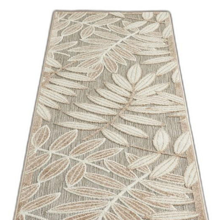 2' X 8' Floral Outdoor / Indoor Area Rug - Gray / Ivory